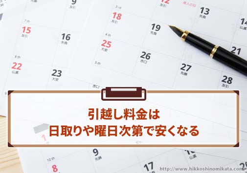 引越し料金は日取りや曜日次第で安くなる